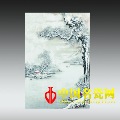 粉彩“瑞雪兆丰年”瓷板插屏